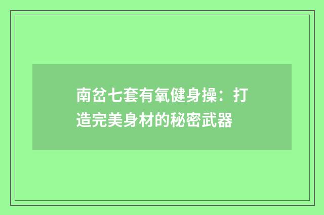 南岔七套有氧健身操：打造完美身材的秘密武器