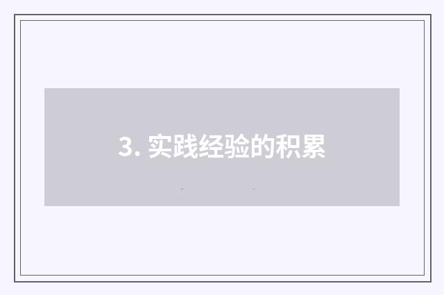 3. 实践经验的积累