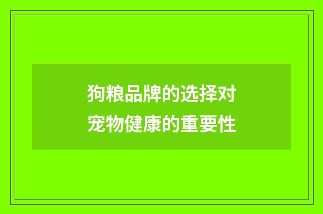狗粮品牌的选择对宠物健康的重要性