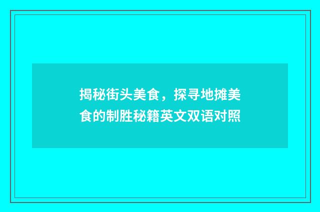 揭秘街头美食，探寻地摊美食的制胜秘籍英文双语对照