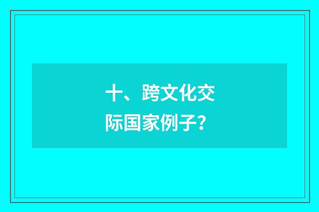 十、跨文化交际国家例子？