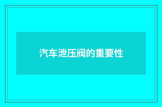 汽车泄压阀的重要性