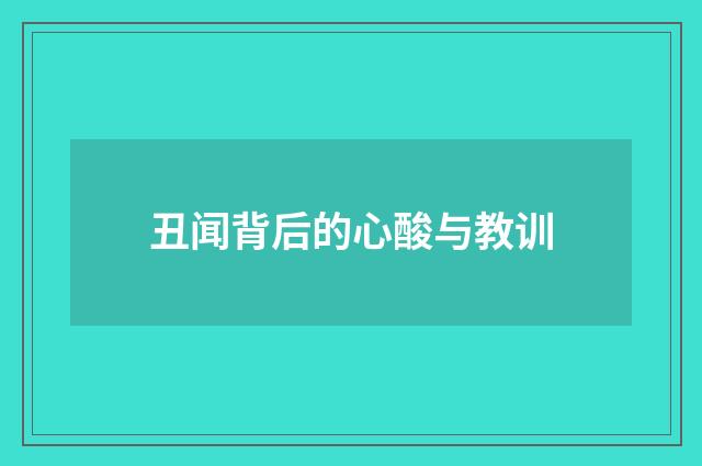 丑闻背后的心酸与教训