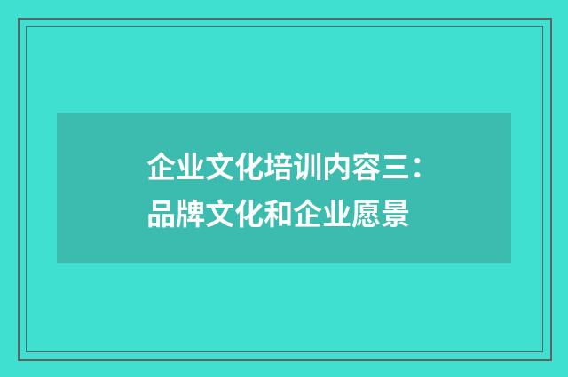 企业文化培训内容三：品牌文化和企业愿景