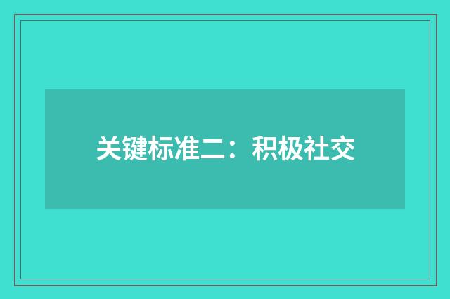 关键标准二：积极社交