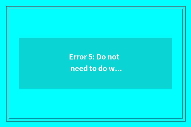 Error 5: Do not need to do warm up