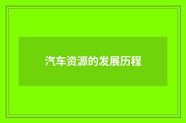 汽车资源的发展历程