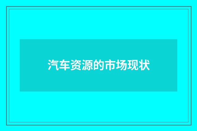 汽车资源的市场现状