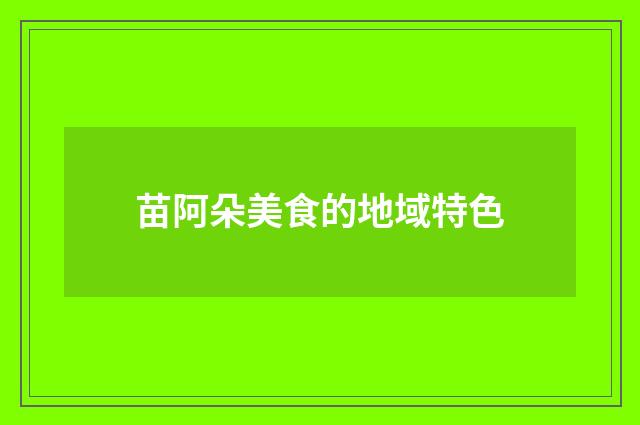苗阿朵美食的地域特色