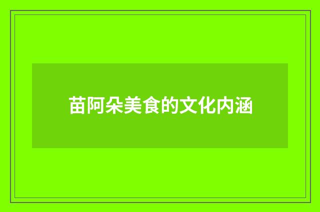 苗阿朵美食的文化内涵