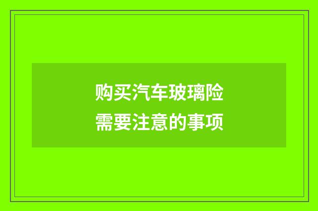 购买汽车玻璃险需要注意的事项