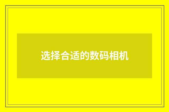 选择合适的数码相机
