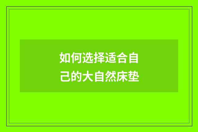 如何选择适合自己的大自然床垫