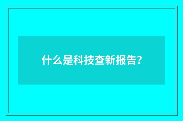 什么是科技查新报告？