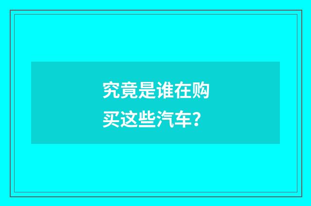 究竟是谁在购买这些汽车？