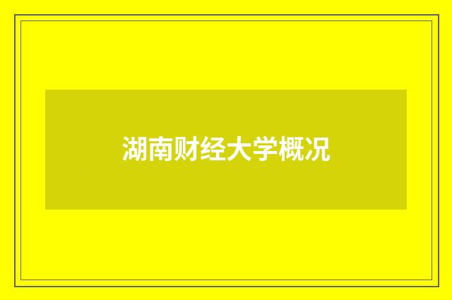 湖南财经大学概况