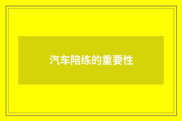 汽车陪练的重要性