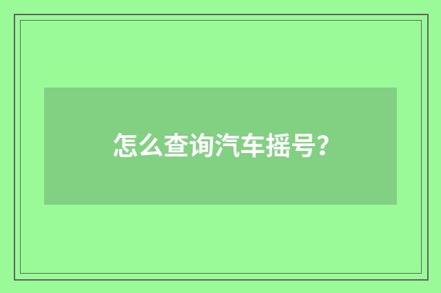 怎么查询汽车摇号？