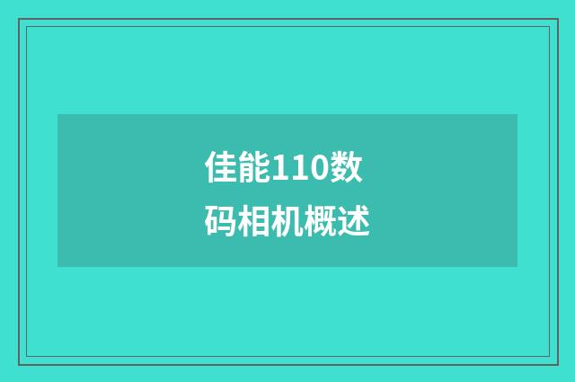 佳能110数码相机概述