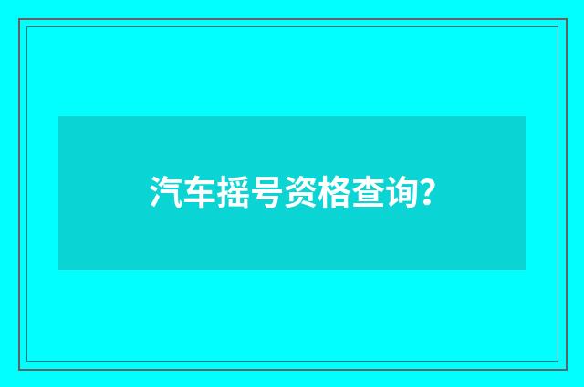 汽车摇号资格查询？