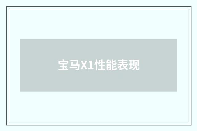 宝马X1性能表现