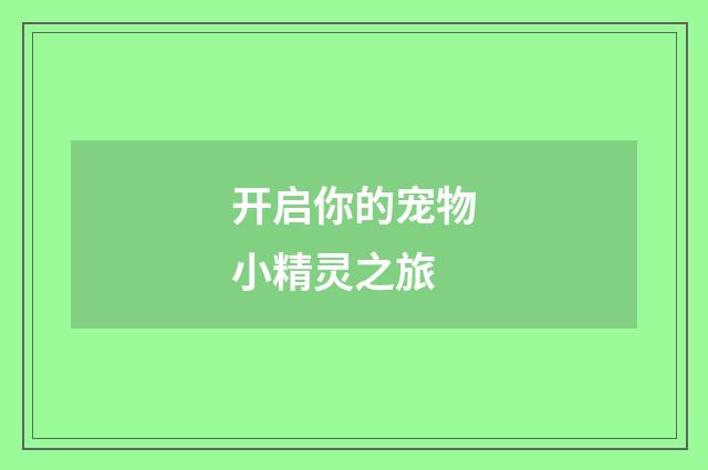 开启你的宠物小精灵之旅