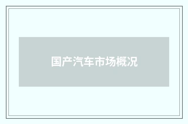 国产汽车市场概况