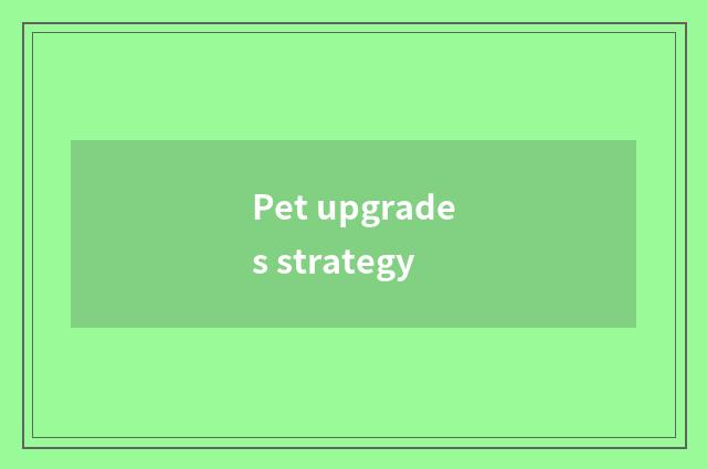 Pet upgrades strategy