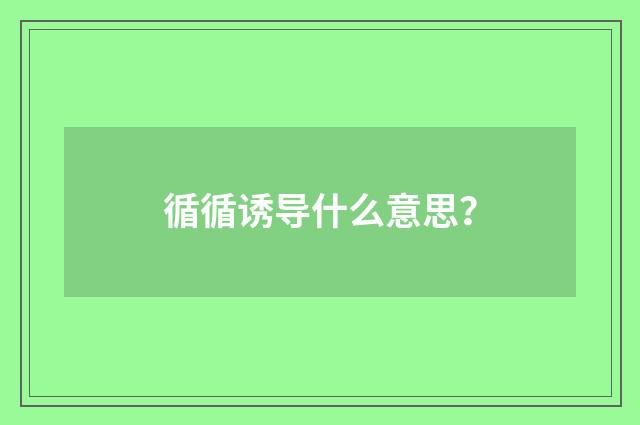 循循诱导什么意思？