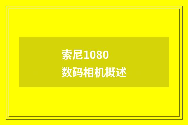 索尼1080数码相机概述