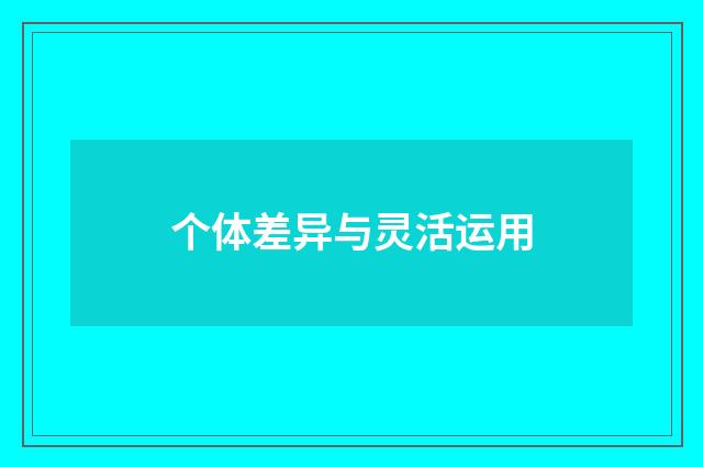 个体差异与灵活运用