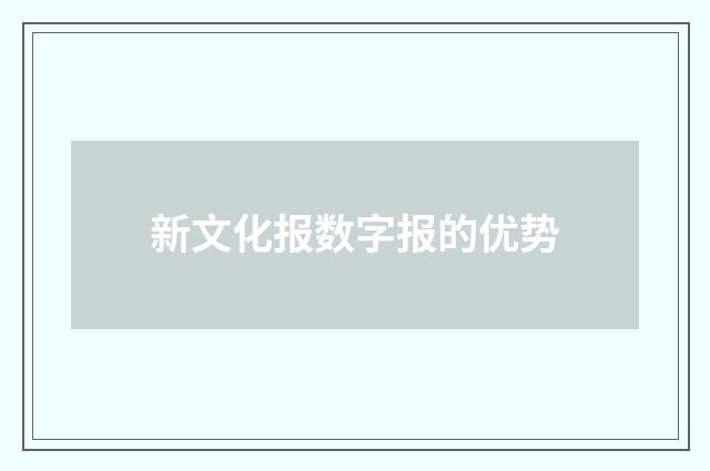 新文化报数字报的优势