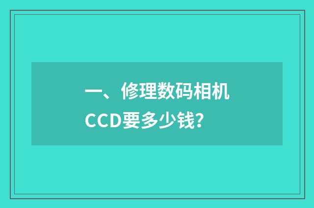 一、修理数码相机CCD要多少钱?