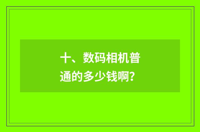 十、数码相机普通的多少钱啊？