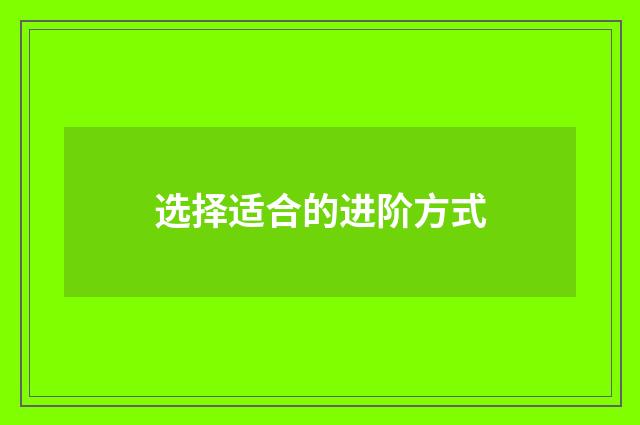 选择适合的进阶方式