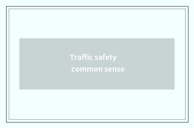 Traffic safety common sense