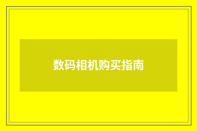 数码相机购买指南