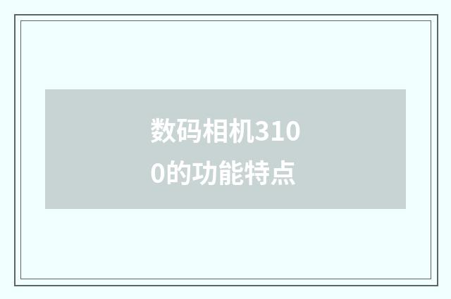 数码相机3100的功能特点