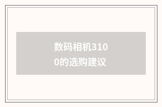 数码相机3100的选购建议