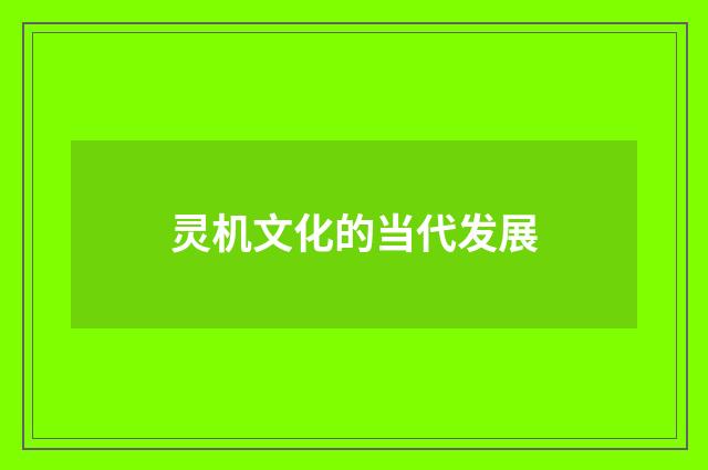 灵机文化的当代发展