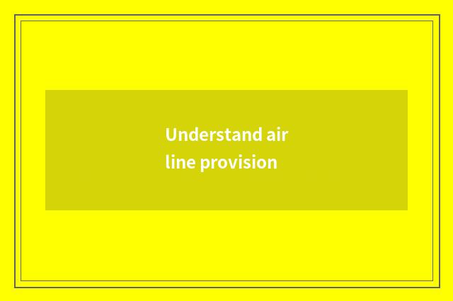 Understand airline provision