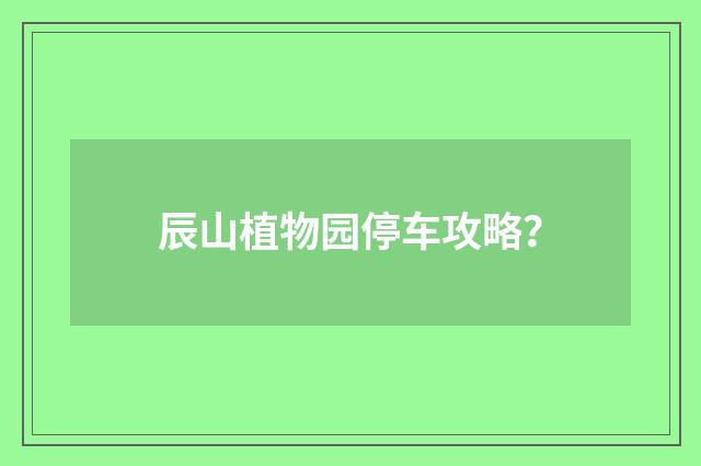辰山植物园停车攻略？