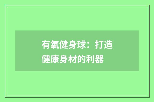 有氧健身球：打造健康身材的利器