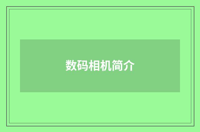 数码相机简介