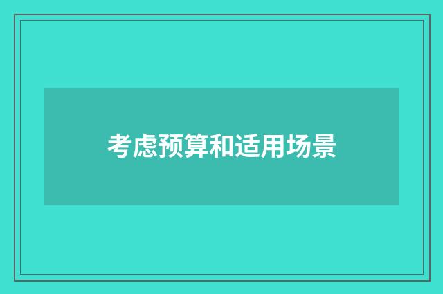 考虑预算和适用场景