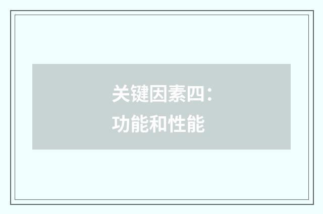 关键因素四：功能和性能