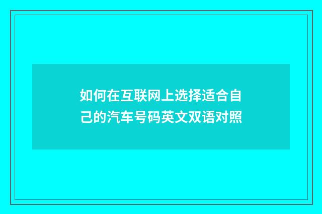 如何在互联网上选择适合自己的汽车号码英文双语对照