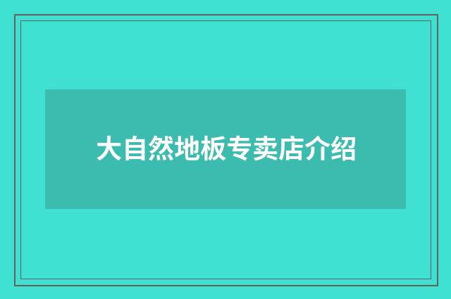 大自然地板专卖店介绍