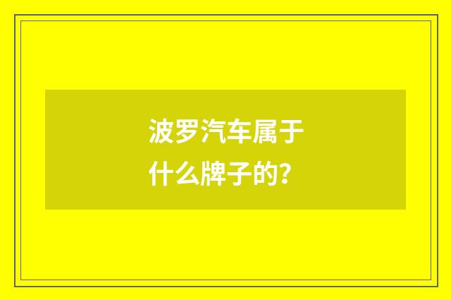 波罗汽车属于什么牌子的？