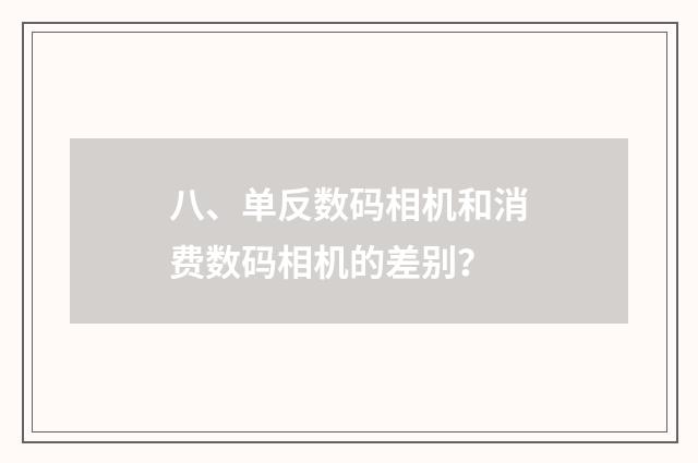 八、单反数码相机和消费数码相机的差别？